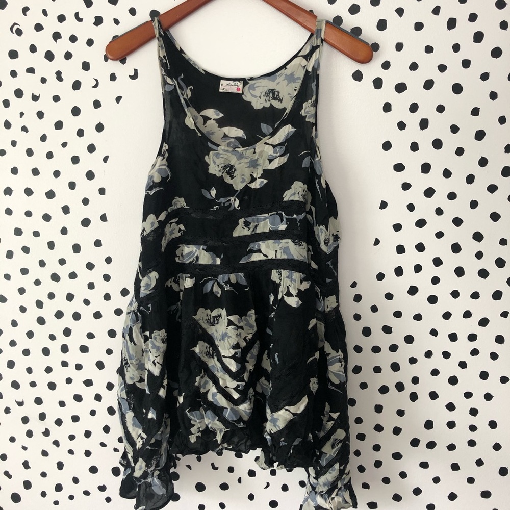 Free people floral lace voile trapeze slip dress